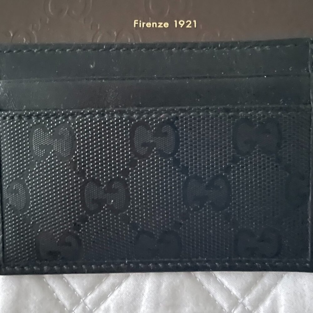 NWOT GUCCI Men's Card Case/Money Clip Combination in Black Leather & GG Fabric